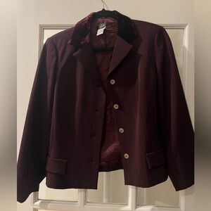 Vintage Wool Blend Burgundy Crop Blazer Size 12 Fits like S/M